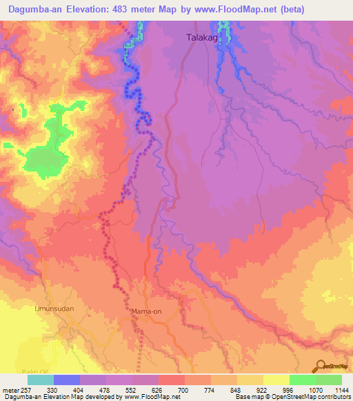 Dagumba-an,Philippines Elevation Map