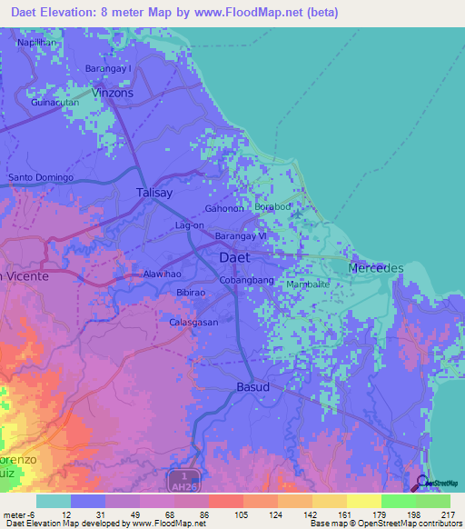 Daet,Philippines Elevation Map