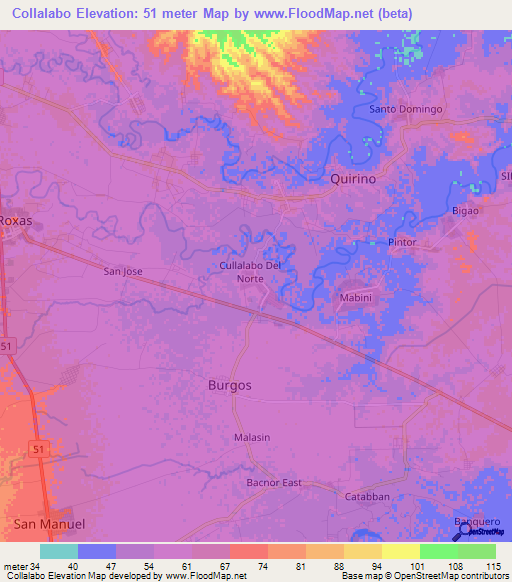 Collalabo,Philippines Elevation Map