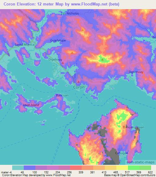 Coron,Philippines Elevation Map