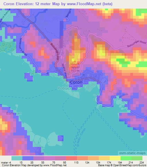 Coron,Philippines Elevation Map