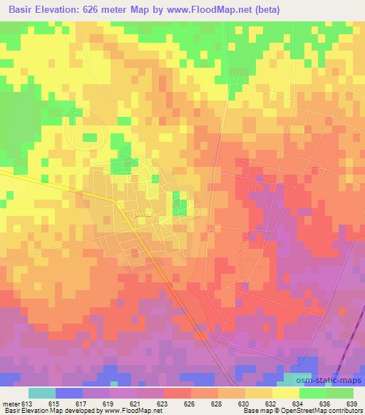 Basir,Syria Elevation Map