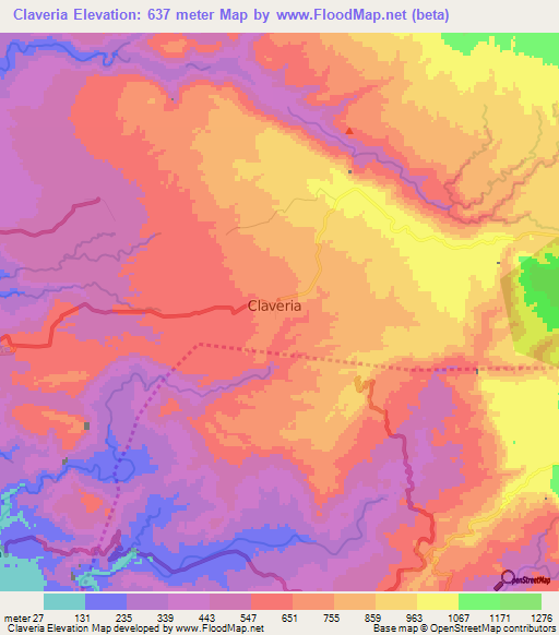 Claveria,Philippines Elevation Map