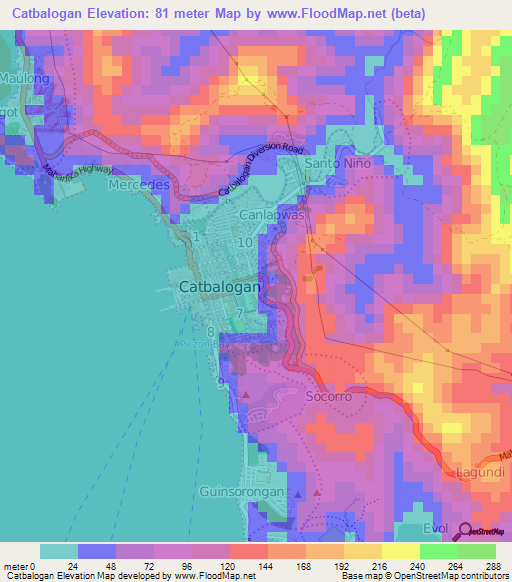 Catbalogan,Philippines Elevation Map
