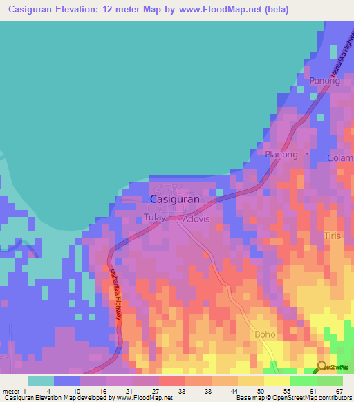Casiguran,Philippines Elevation Map
