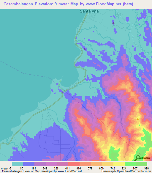Casambalangan,Philippines Elevation Map