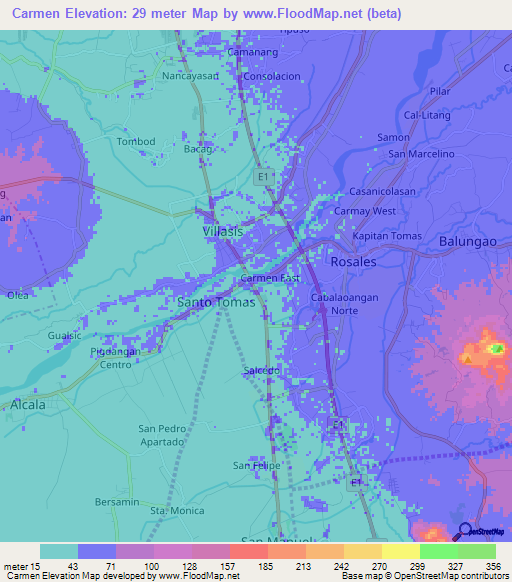 Carmen,Philippines Elevation Map