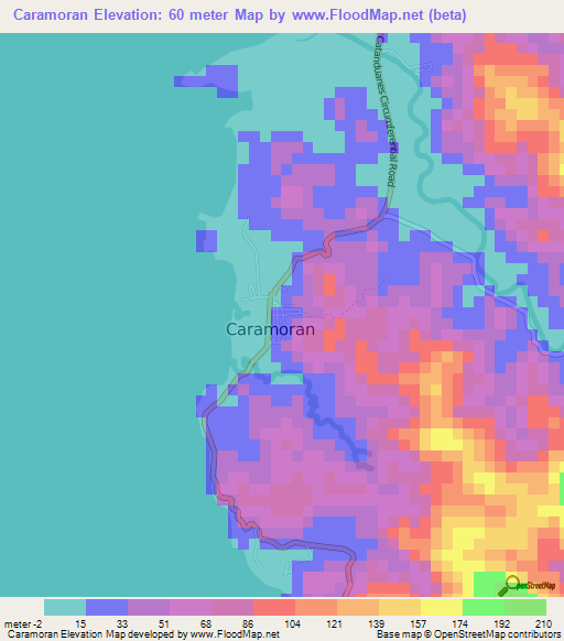Caramoran,Philippines Elevation Map