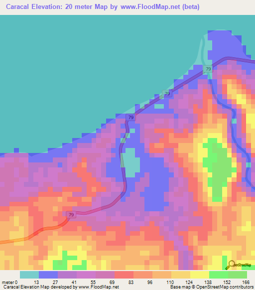 Caracal,Philippines Elevation Map