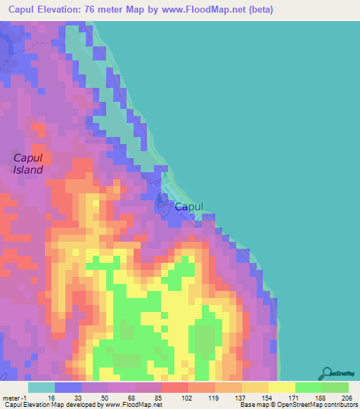Capul,Philippines Elevation Map