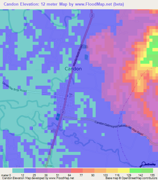 Candon,Philippines Elevation Map