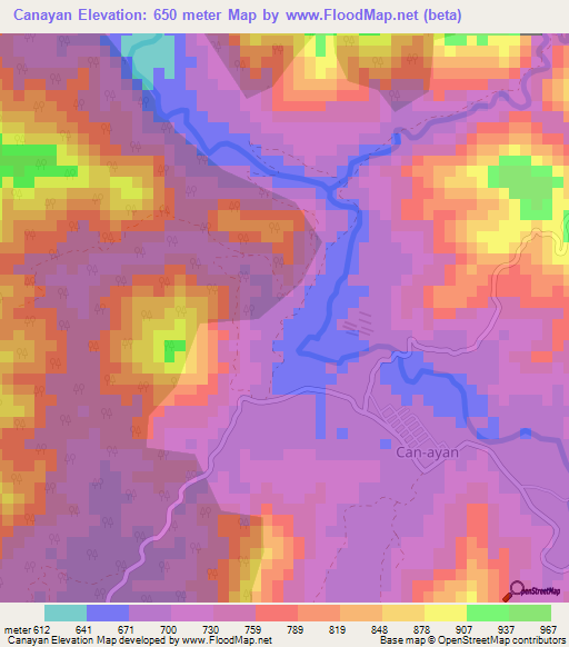 Canayan,Philippines Elevation Map