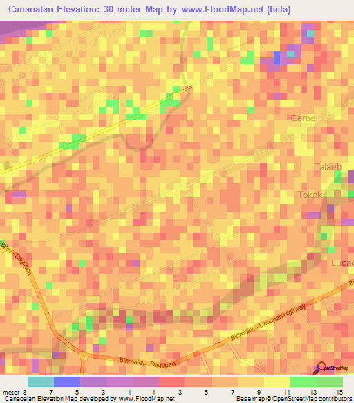 Canaoalan,Philippines Elevation Map