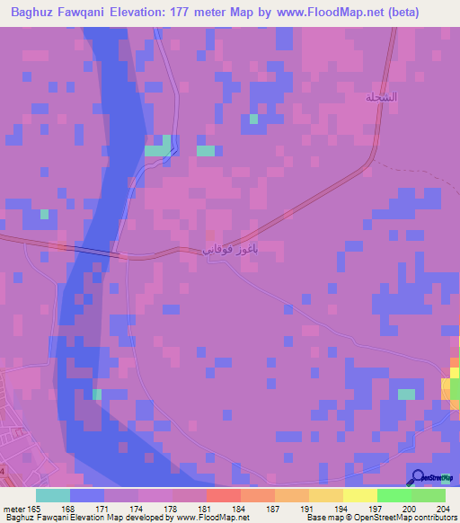 Baghuz Fawqani,Syria Elevation Map