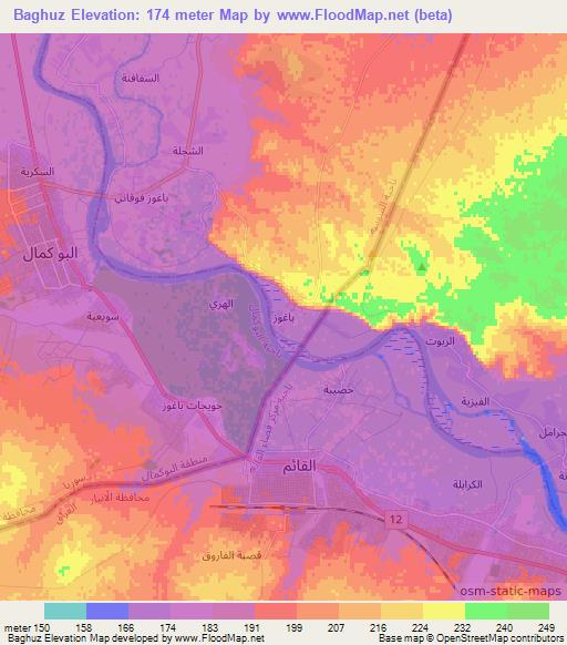 Baghuz,Syria Elevation Map