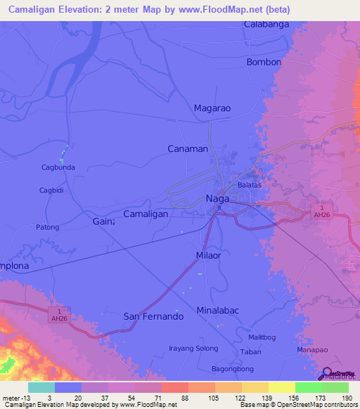 Camaligan,Philippines Elevation Map