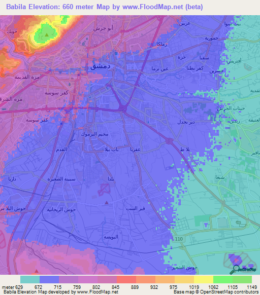 Babila,Syria Elevation Map