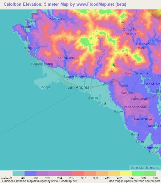 Calolbon,Philippines Elevation Map