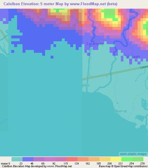 Calolbon,Philippines Elevation Map