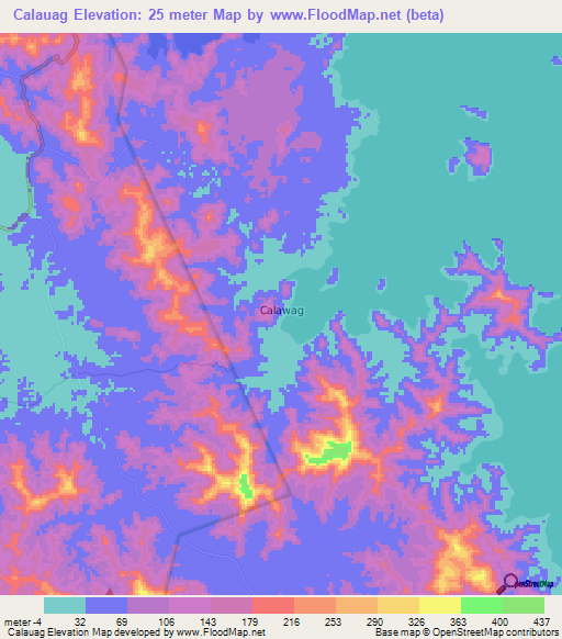 Calauag,Philippines Elevation Map