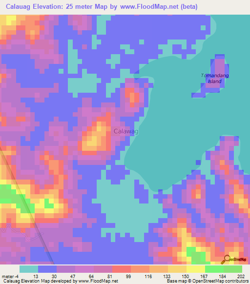 Calauag,Philippines Elevation Map