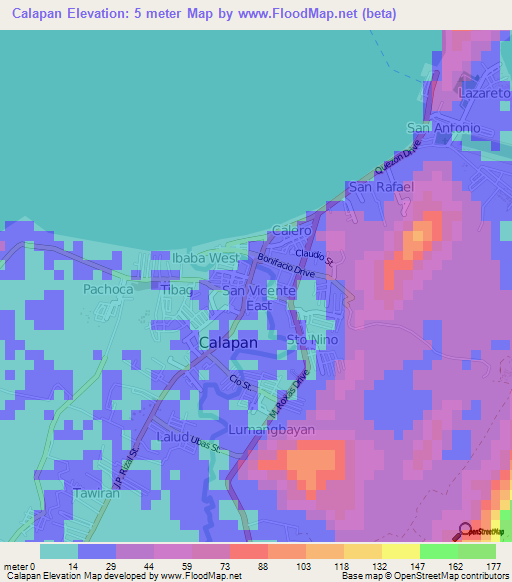 Calapan,Philippines Elevation Map