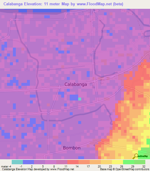 Calabanga,Philippines Elevation Map