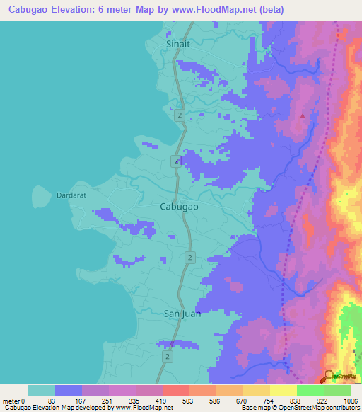 Cabugao,Philippines Elevation Map