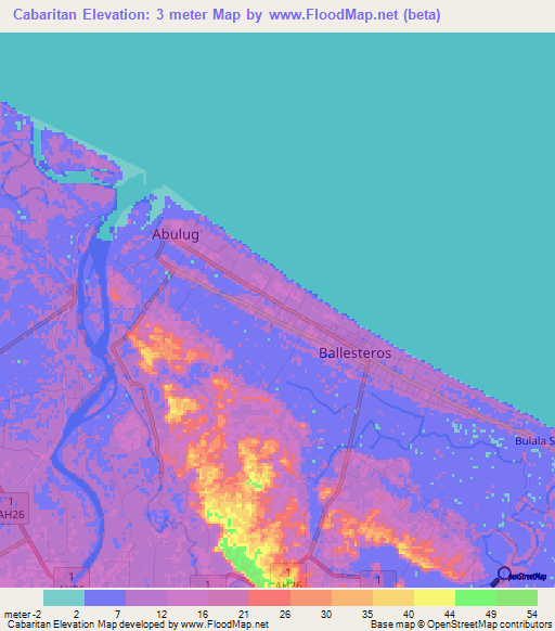 Cabaritan,Philippines Elevation Map