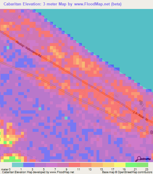 Cabaritan,Philippines Elevation Map