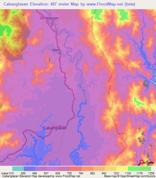 Cabanglasan,Philippines Elevation Map