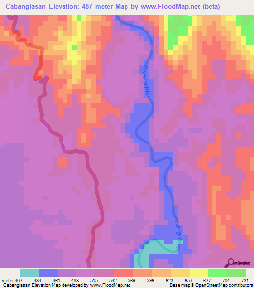 Cabanglasan,Philippines Elevation Map