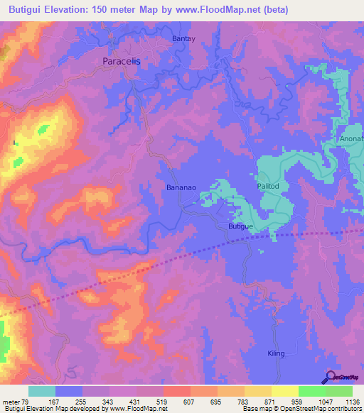 Butigui,Philippines Elevation Map