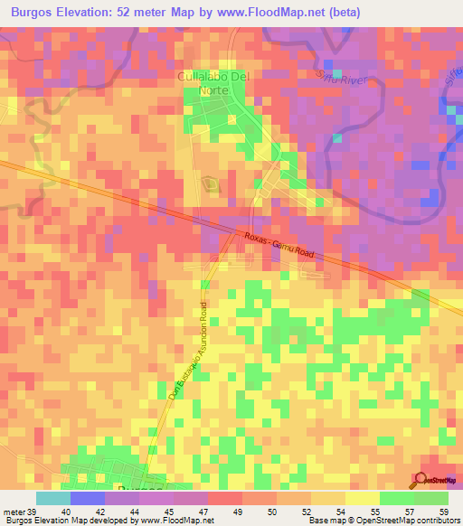 Burgos,Philippines Elevation Map