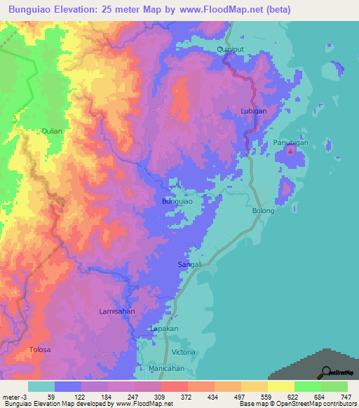 Bunguiao,Philippines Elevation Map