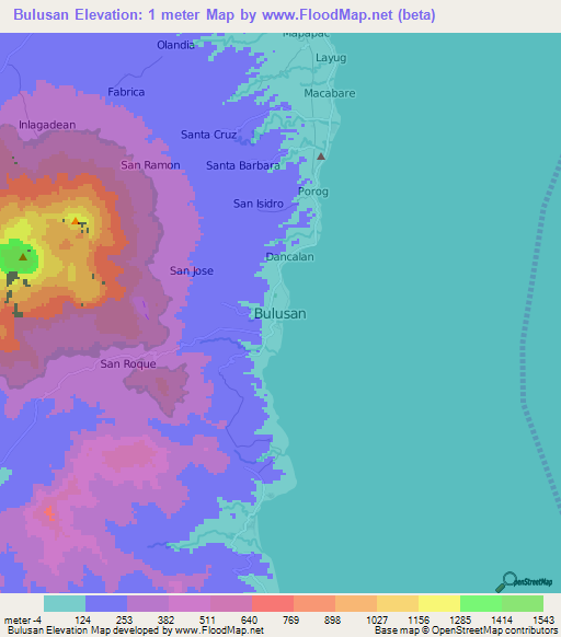 Bulusan,Philippines Elevation Map