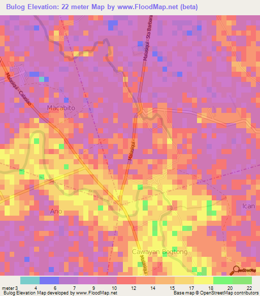 Bulog,Philippines Elevation Map