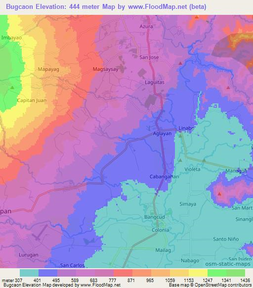 Bugcaon,Philippines Elevation Map