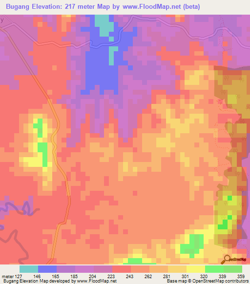Bugang,Philippines Elevation Map