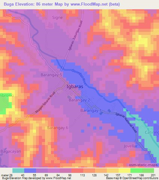 Buga,Philippines Elevation Map