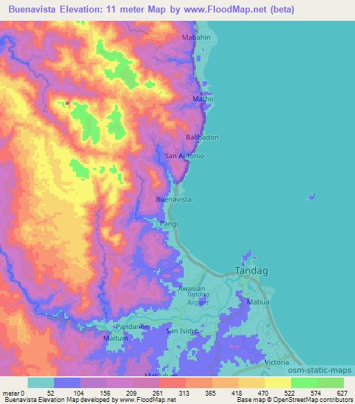 Buenavista,Philippines Elevation Map