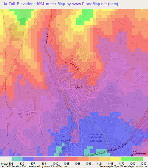 At Tall,Syria Elevation Map