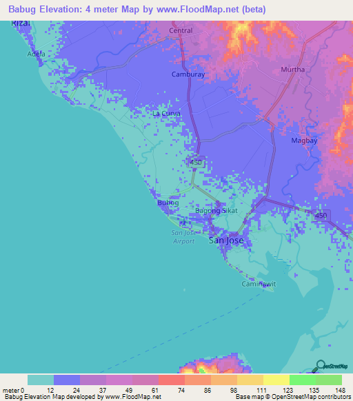 Babug,Philippines Elevation Map