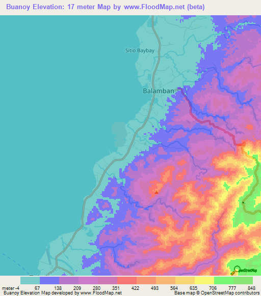 Buanoy,Philippines Elevation Map
