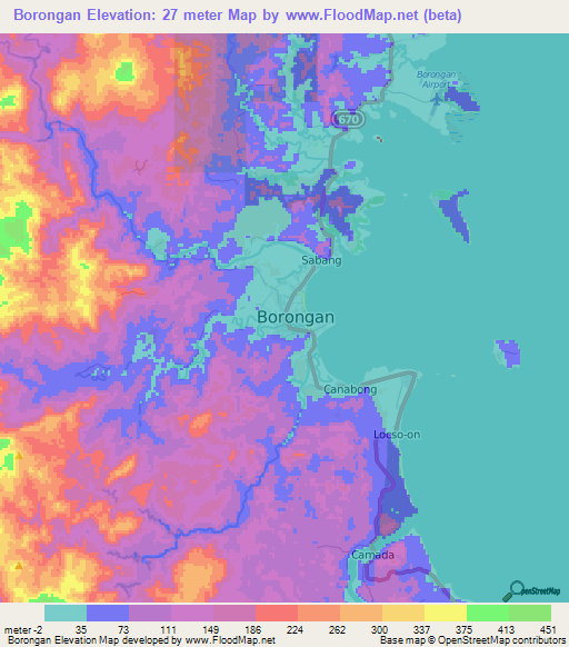 Borongan,Philippines Elevation Map
