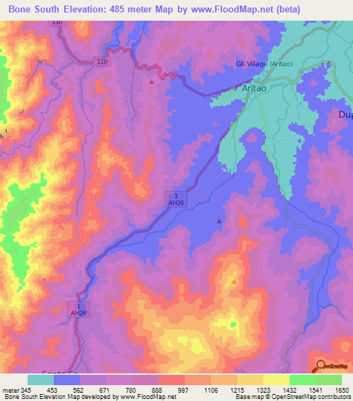 Bone South,Philippines Elevation Map