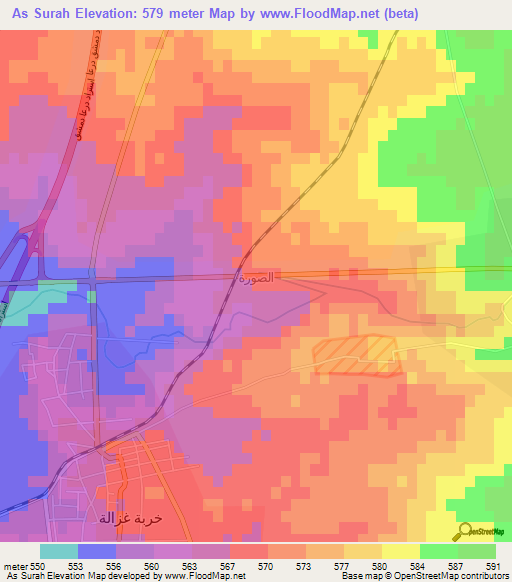 As Surah,Syria Elevation Map