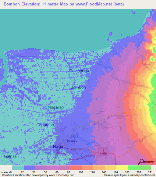 Bombon,Philippines Elevation Map