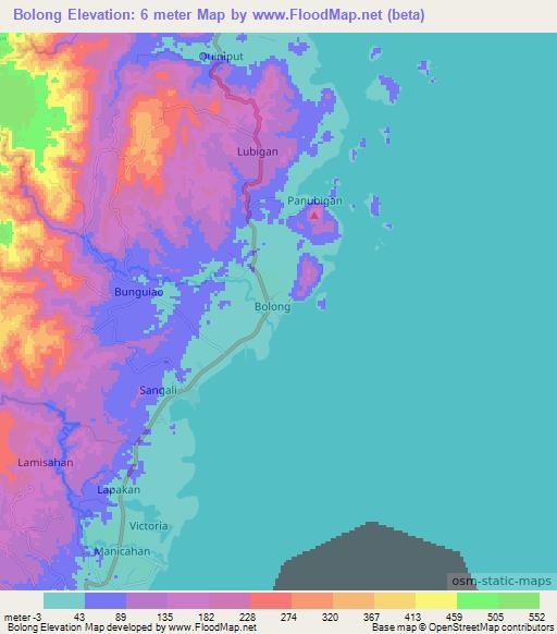 Bolong,Philippines Elevation Map
