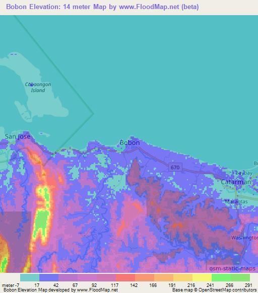 Bobon,Philippines Elevation Map